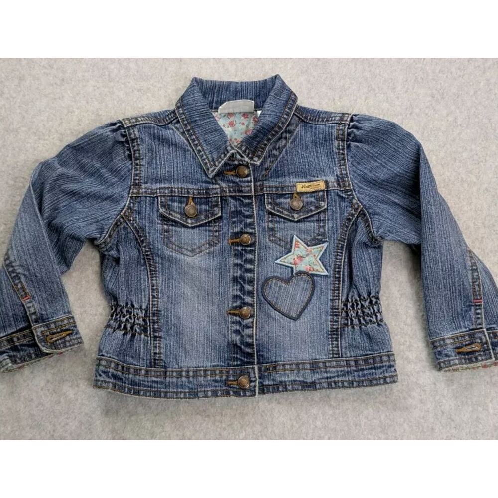 Levi Strauss Jean Denim Trucker Jacket Girls 24 Months Patchwork Heart Western